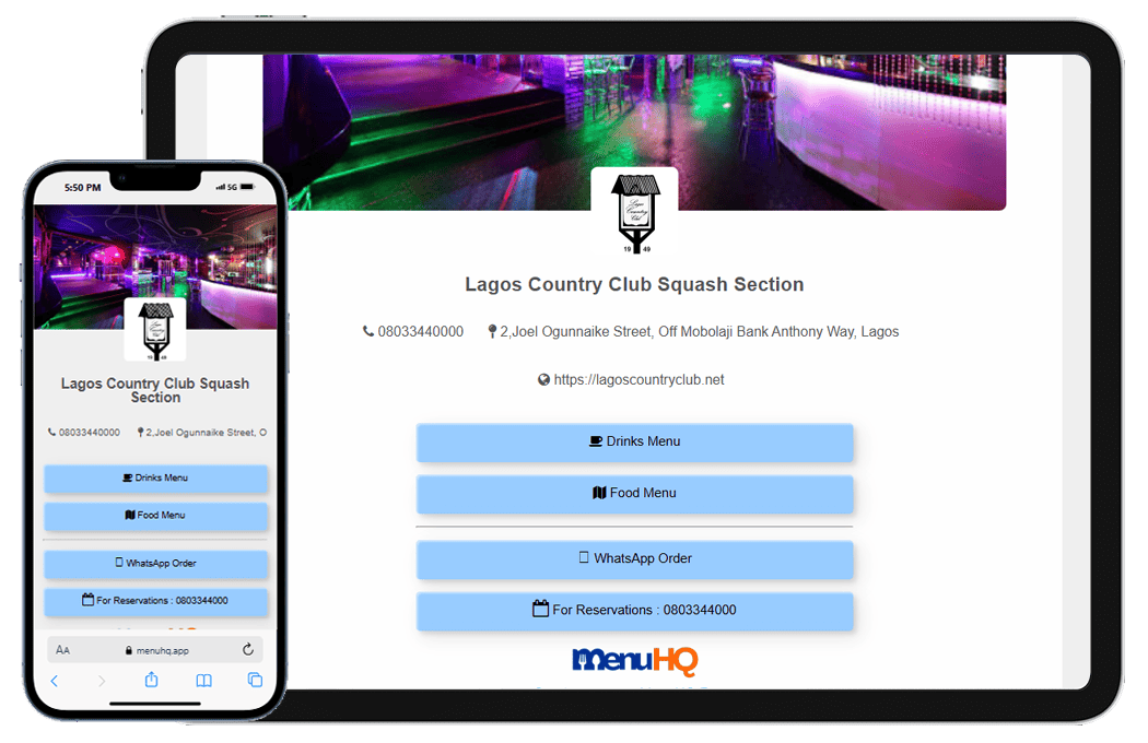 MenuHQ Sample Landing Pages